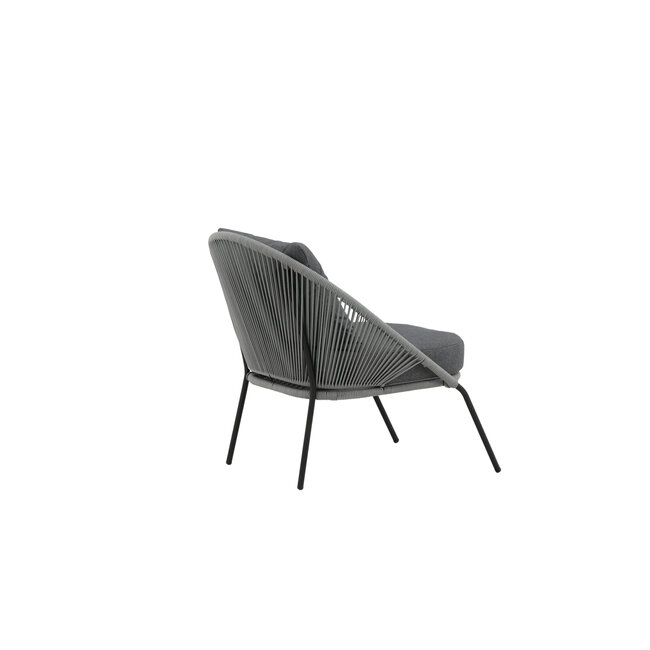 Gartensessel Lindos Grau – Lounge-Armlehnstuhl 55×66×85 cm Aluminium und Rope
