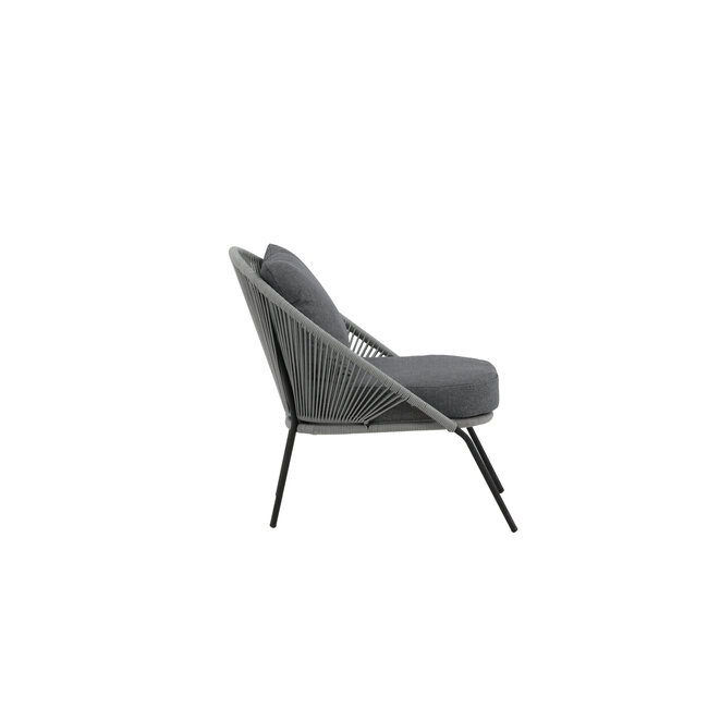 Gartensessel Lindos Grau – Lounge-Armlehnstuhl 55×66×85 cm Aluminium und Rope