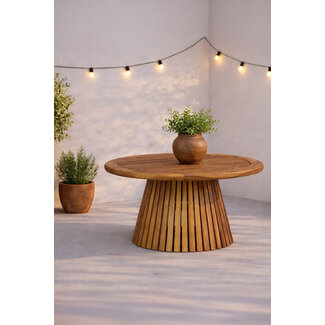 Venture Home Gartentisch Lumpur Natur – Runder Esstisch ø120×75 cm Akazienholz Teaklook