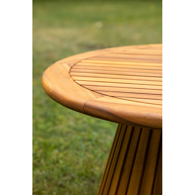 Gartentisch Lumpur Natur – Runder Esstisch ø120×75 cm Akazienholz Teaklook