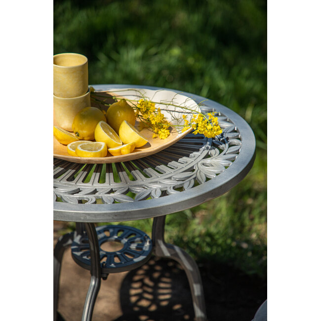Gartenmöbel-Set Nandin Silber – Esstisch H73 cm (Aluminium, Silber) + Stühle B42×T50×H88 cm, wetterfest für Terrasse und Garten