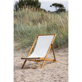 Venture Home Lounge-Sessel Peachy Natur – Gartenliege 105×80×57 cm Akazienholz & Polyester