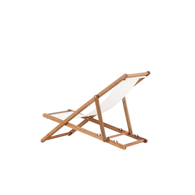 Lounge-Sessel Peachy Natur – Gartenliege 105×80×57 cm Akazienholz und Polyester