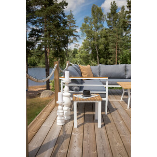 Venture Home Lounge-Set Mexico Weiß – Ecksofa-Garnitur 233×233 cm Aluminium & Teak inkl. Auflagen