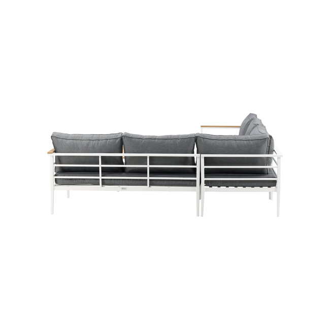Lounge-Set Mexico Weiß – Ecksofa-Garnitur 233×233 cm Aluminium und Teak inkl. Auflagen