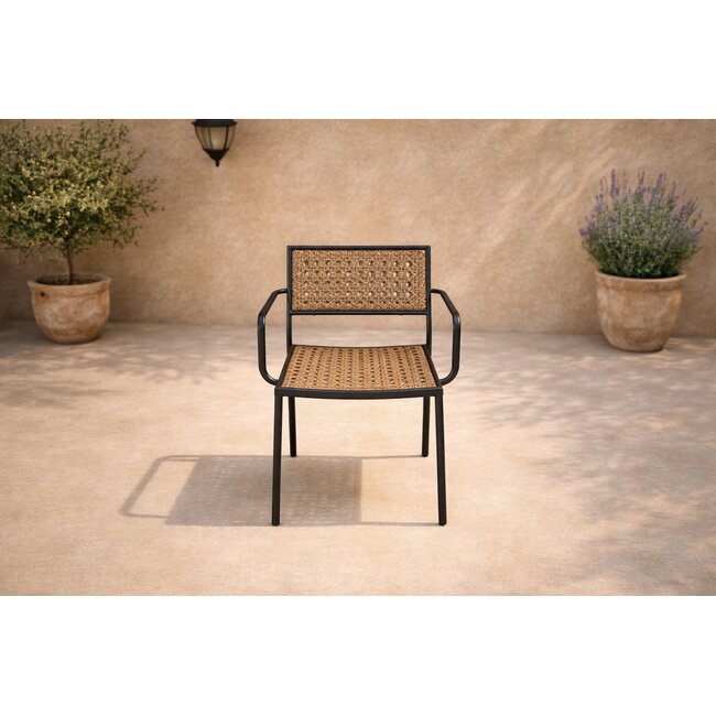 Gartenstuhl Paola Natur/Schwarz – Outdoor-Essstuhl 57×56×78 cm