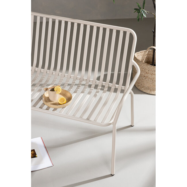 Gartenbank Peking Beige – 2-Sitzer Aluminium-Bank 130×64×85 cm
