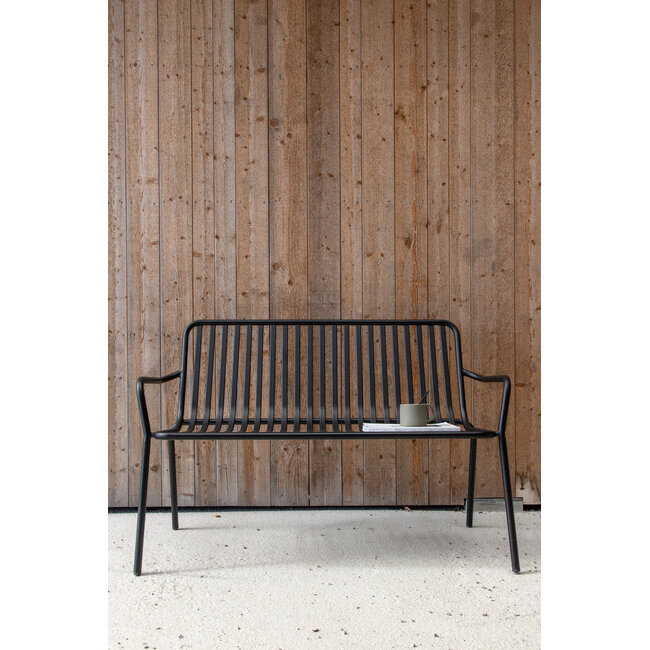 Gartenbank Peking Schwarz – 2-Sitzer Aluminium-Bank 130×64×85 cm