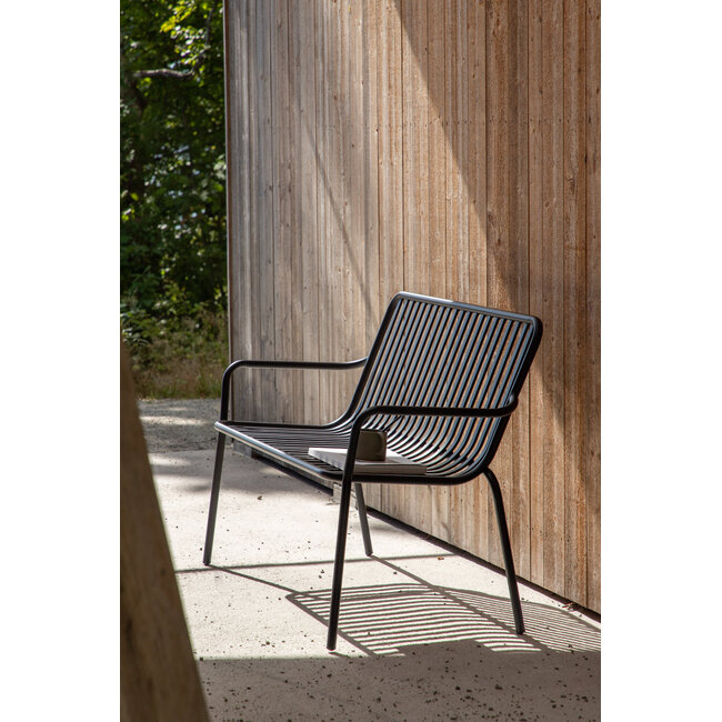 Gartenbank Peking Schwarz – 2-Sitzer Aluminium-Bank 130×64×85 cm
