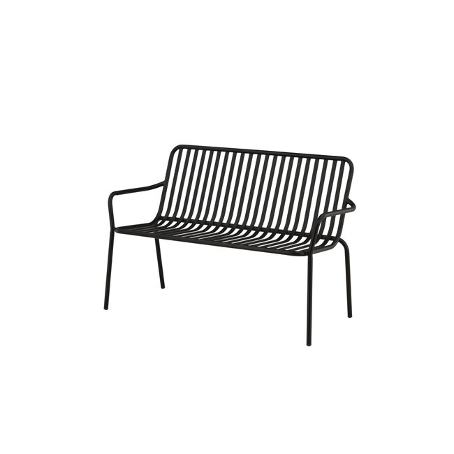 Gartenbank Peking Schwarz – 2-Sitzer Aluminium-Bank 130×64×85 cm