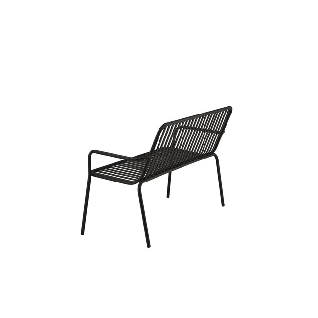 Gartenbank Peking Schwarz – 2-Sitzer Aluminium-Bank 130×64×85 cm