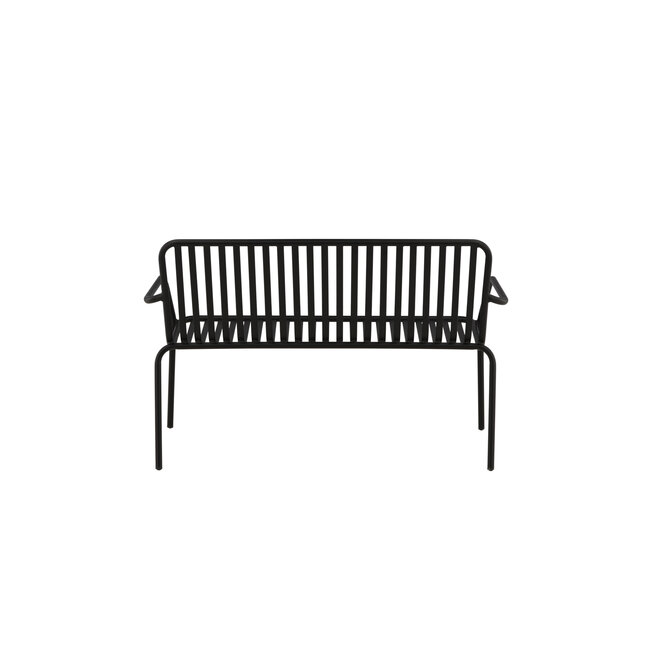 Gartenbank Peking Schwarz – 2-Sitzer Aluminium-Bank 130×64×85 cm