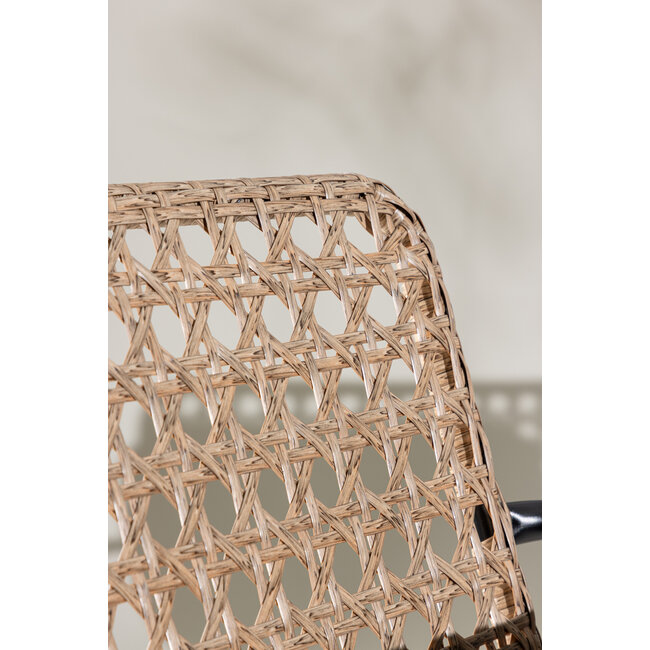 Lounge-Set Paola Schwarz – Sofa-Garnitur Stahl und Natur-Wicker mit schwarzen Auflagen