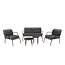 Lounge-Set Paola Schwarz – Sofa-Garnitur Stahl und Natur-Wicker mit schwarzen Auflagen