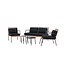 Lounge-Set Paola Schwarz – Sofa-Garnitur Stahl und Natur-Wicker mit schwarzen Auflagen