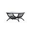 Gartentisch Moana Schwarz – Beistelltisch 95×61 cm Rattan und Klarglas
