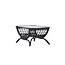 Gartentisch Moana Schwarz – Beistelltisch 95×61 cm Rattan und Klarglas