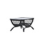 Gartentisch Moana Schwarz – Beistelltisch 95×61 cm Rattan und Klarglas