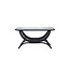 Gartentisch Moana Schwarz – Beistelltisch 95×61 cm Rattan und Klarglas