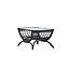 Gartentisch Moana Schwarz – Beistelltisch 95×61 cm Rattan und Klarglas