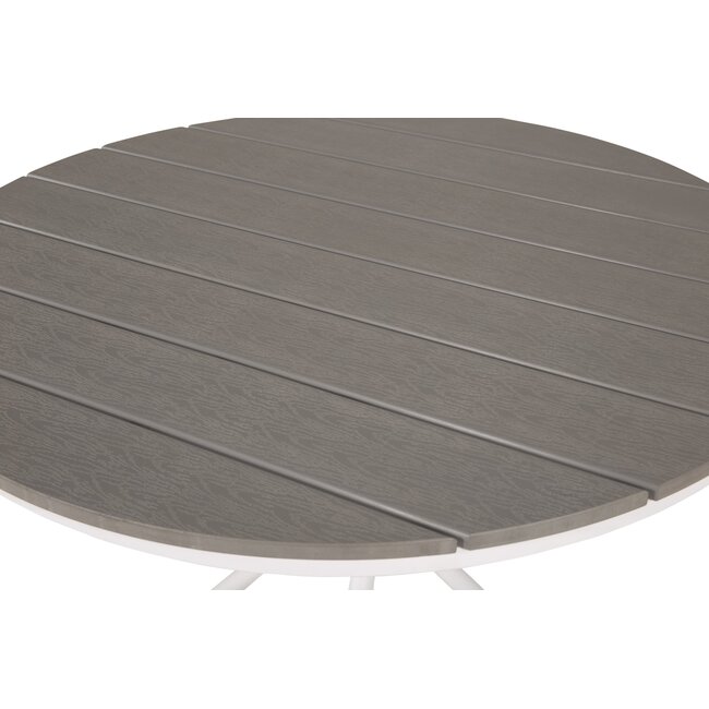 Gartentisch Parma Grau – Runder Outdoor-Tisch ø140 cm Aintwood und Aluminium
