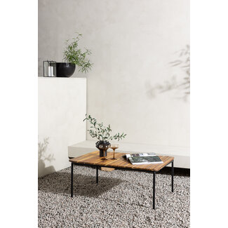 Venture Home Couchtisch Penh Natur/Schwarz – Outdoor Sofatisch 100×65×40 cm Akazienholz & Stahl