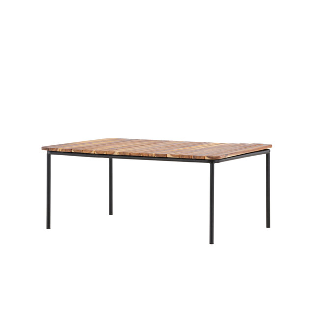 Couchtisch Penh Natur/Schwarz – Outdoor Sofatisch 100×65×40 cm Akazienholz und Stahl