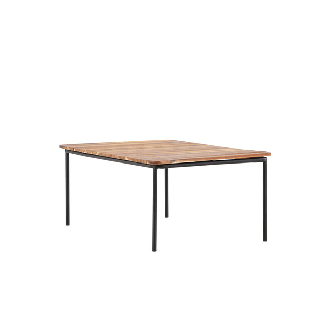 Couchtisch Penh Natur/Schwarz – Outdoor Sofatisch 100×65×40 cm Akazienholz und Stahl