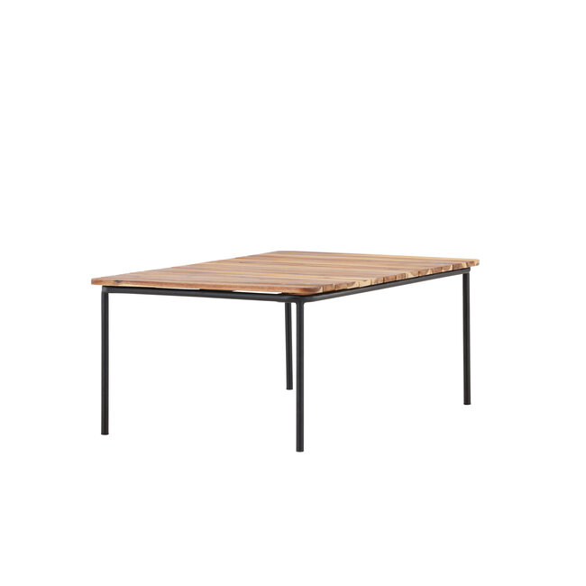 Couchtisch Penh Natur/Schwarz – Outdoor Sofatisch 100×65×40 cm Akazienholz und Stahl