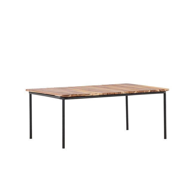 Couchtisch Penh Natur/Schwarz – Outdoor Sofatisch 100×65×40 cm Akazienholz und Stahl