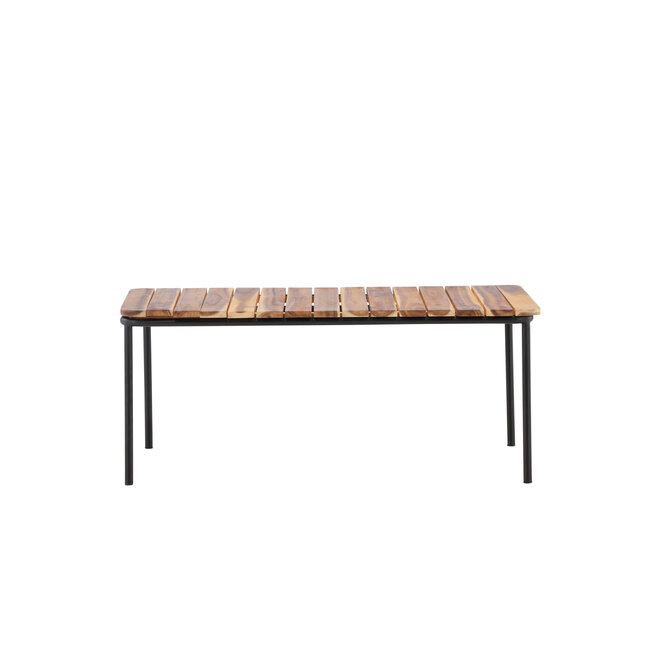 Couchtisch Penh Natur/Schwarz – Outdoor Sofatisch 100×65×40 cm Akazienholz und Stahl