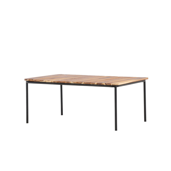 Couchtisch Penh Natur/Schwarz – Outdoor Sofatisch 100×65×40 cm Akazienholz und Stahl