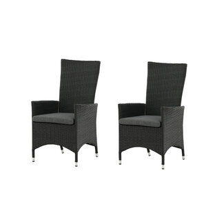 Venture Home Gartenstuhl Padova Schwarz/Grau 2er-Set – Rattan Relax-Stuhl 62×67×114 cm verstellbar, 160 kg