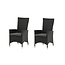Gartenstuhl Padova Schwarz/Grau 2er-Set – Rattan Relax-Stuhl 62×67×114 cm verstellbar, 160 kg