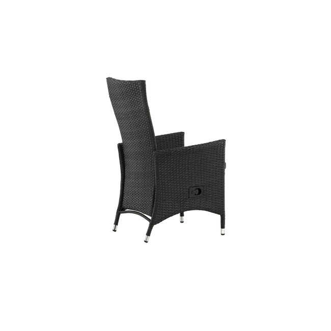 Gartenstuhl Padova Schwarz/Grau 2er-Set – Rattan Relax-Stuhl 62×67×114 cm verstellbar, 160 kg