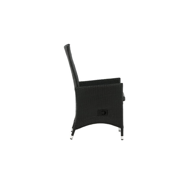 Gartenstuhl Padova Schwarz/Grau 2er-Set – Rattan Relax-Stuhl 62×67×114 cm verstellbar, 160 kg