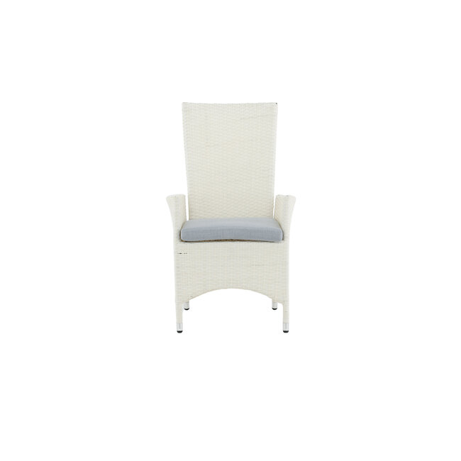 Gartenstuhl Padova Weiß/Grau – 2er-Set Relax-Stuhl 62×67×114 cm Rattan mit Auflage, 160 kg