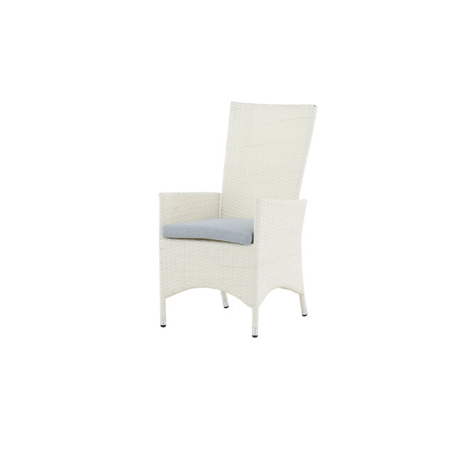 Gartenstuhl Padova Weiß/Grau – 2er-Set Relax-Stuhl 62×67×114 cm Rattan mit Auflage, 160 kg