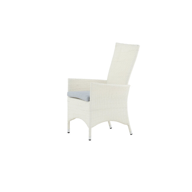 Gartenstuhl Padova Weiß/Grau – 2er-Set Relax-Stuhl 62×67×114 cm Rattan mit Auflage, 160 kg