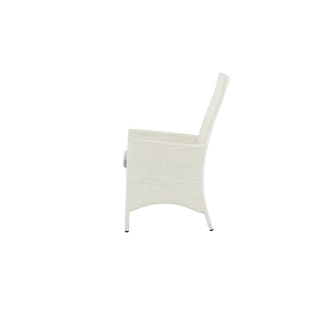 Gartenstuhl Padova Weiß/Grau – 2er-Set Relax-Stuhl 62×67×114 cm Rattan mit Auflage, 160 kg
