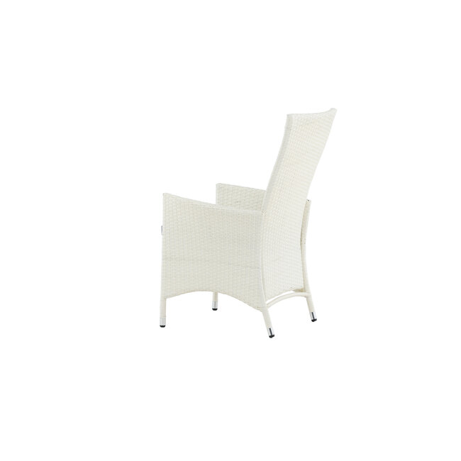Gartenstuhl Padova Weiß/Grau – 2er-Set Relax-Stuhl 62×67×114 cm Rattan mit Auflage, 160 kg