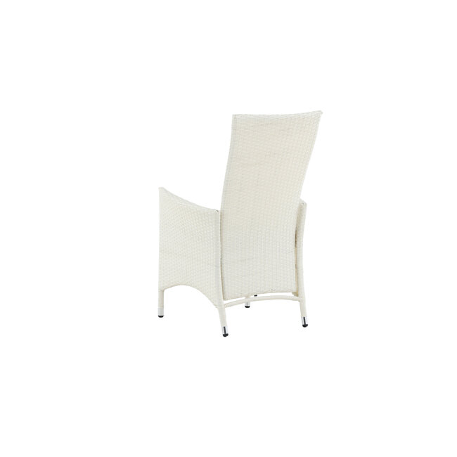 Gartenstuhl Padova Weiß/Grau – 2er-Set Relax-Stuhl 62×67×114 cm Rattan mit Auflage, 160 kg