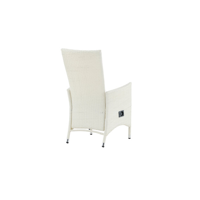Gartenstuhl Padova Weiß/Grau – 2er-Set Relax-Stuhl 62×67×114 cm Rattan mit Auflage, 160 kg