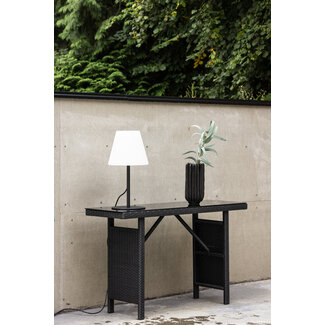 Venture Home Gartentisch Padova Schwarz – Eleganter Beistelltisch 120×40 cm aus schwarzem Rattan mit Glasplatte