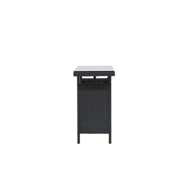 Gartentisch Padova Schwarz – Eleganter Beistelltisch 120×40 cm aus schwarzem Rattan mit Glasplatte
