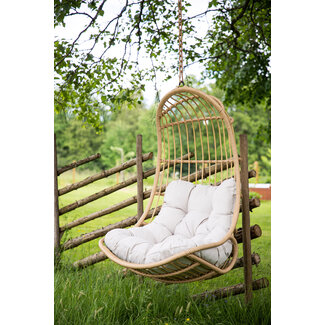 Venture Home Hängestuhl Pulau Natur/Beige – Schaukel-Hängesessel 80×70 cm aus Rattan mit Kissen