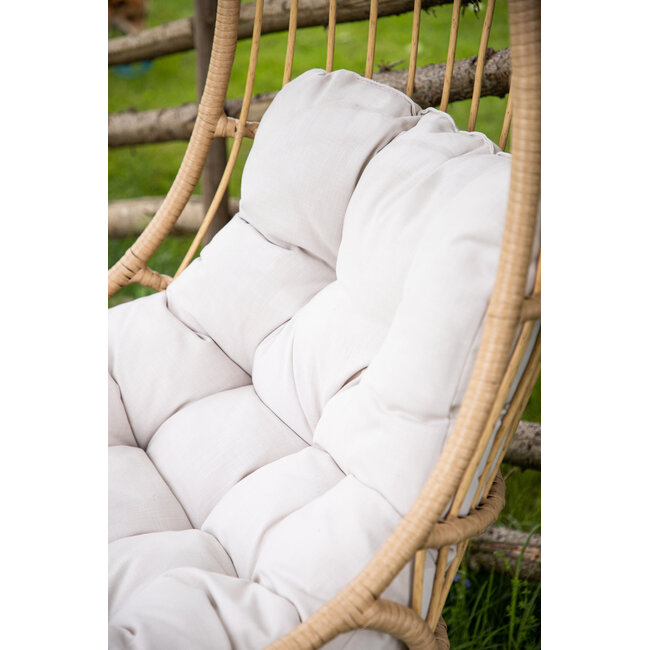 Hängestuhl Pulau Natur/Beige – Schaukel-Hängesessel 80×70 cm aus Rattan mit Kissen