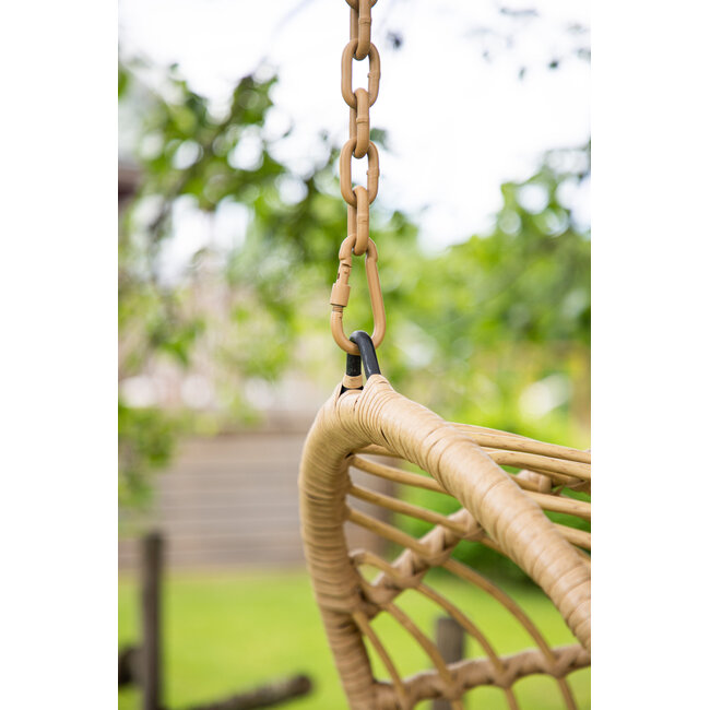 Hängestuhl Pulau Natur/Beige – Schaukel-Hängesessel 80×70 cm aus Rattan mit Kissen