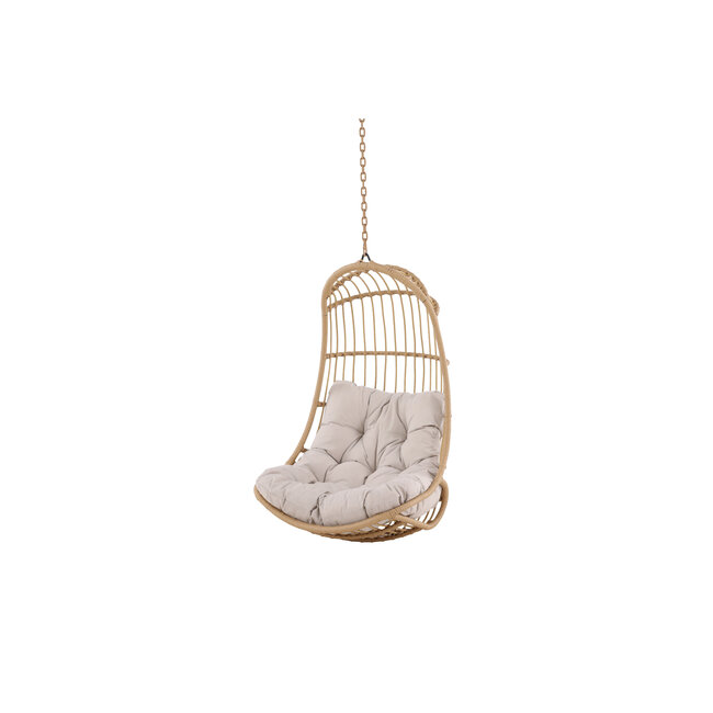 Hängestuhl Pulau Natur/Beige – Schaukel-Hängesessel 80×70 cm aus Rattan mit Kissen