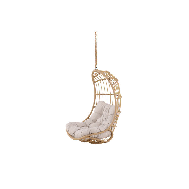 Hängestuhl Pulau Natur/Beige – Schaukel-Hängesessel 80×70 cm aus Rattan mit Kissen